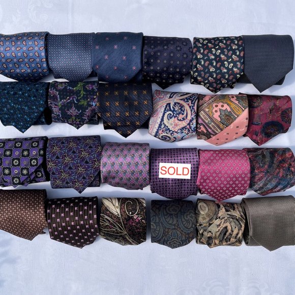BRIONI Italian Tie Silk Blue Purple Peach Brown Black